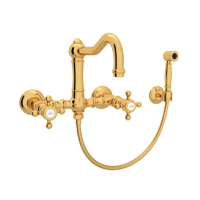 ROHL A1456WS Acqui® Wall Mount Bridge Kitchen Faucet With Sidespray And Column Spout