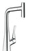 hansgrohe 14848001 Metris Select Pull-Out Prep Kitchen Faucet with Select On/Off Push Button in Chrome