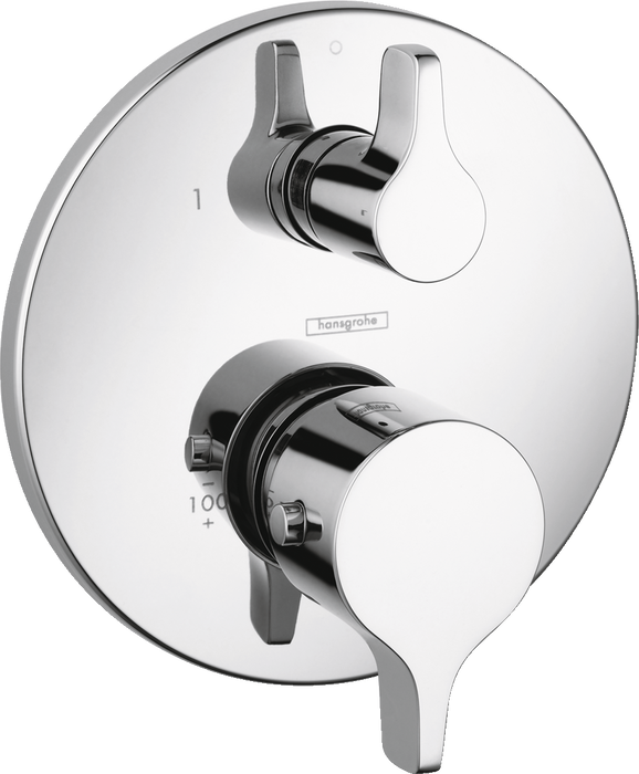 hansgrohe 04353000 S/E Thermostatic Valve Trim with Integrated Diverter and Volume Controls - Less Valve in Chrome