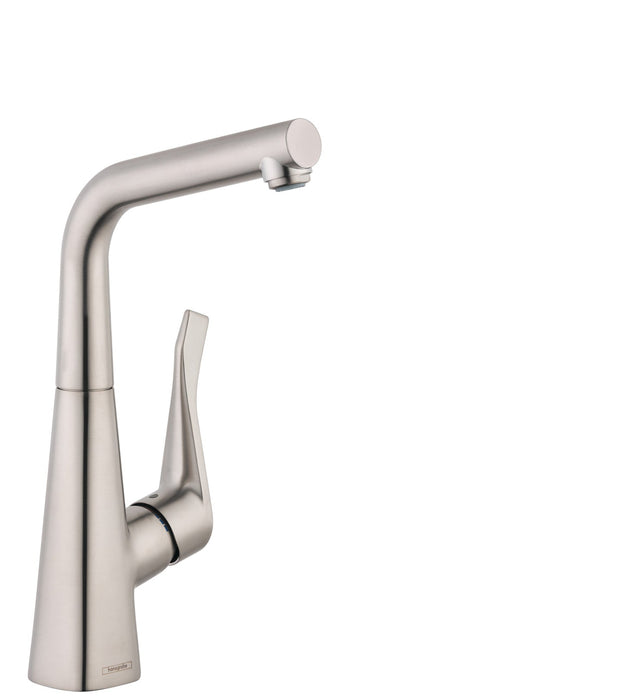 hansgrohe 04509000 Metris Bar Kitchen Faucet with Swivel Spout in Chrome, steel optic