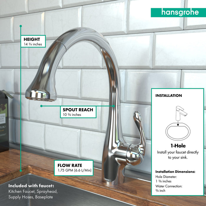 hansgrohe Allegro E Gourmet HighArc Kitchen Faucet, 2-Spray Pull-Down, 1.75 GPM, chrome - view 4