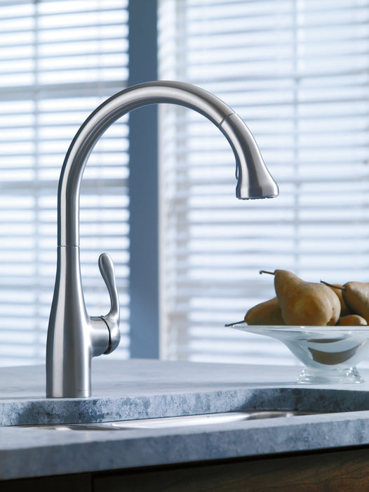 hansgrohe Allegro E Gourmet HighArc Kitchen Faucet, 2-Spray Pull-Down, 1.75 GPM, stainless steel optic - view 3