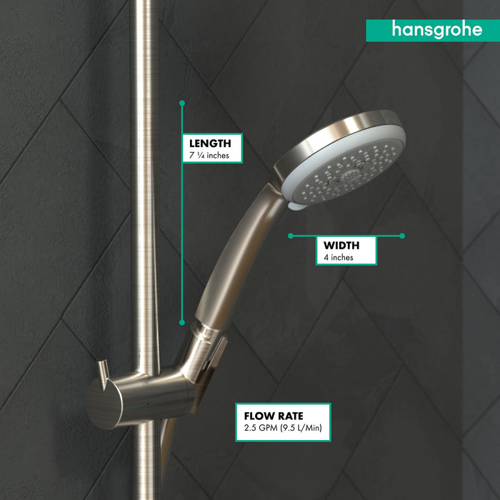 hansgrohe Croma 100 Handshower E 3-Jet, 2.5 GPM, brushed nickel - view 3