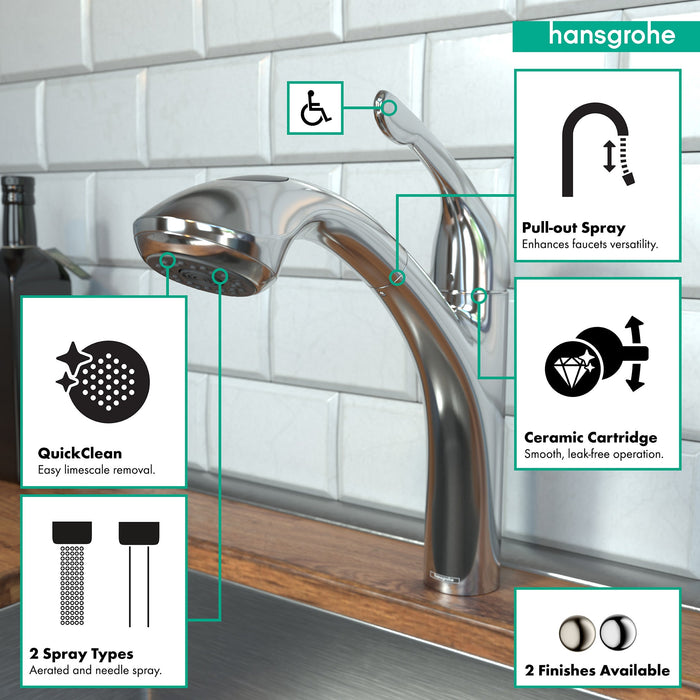 hansgrohe Allegro E Kitchen Faucet, 2-Spray Pull-Out, 1.75 GPM
