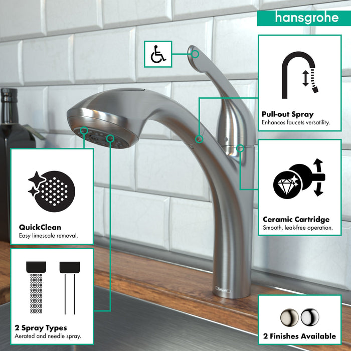 hansgrohe Allegro E Kitchen Faucet, 2-Spray Pull-Out, 1.75 GPM