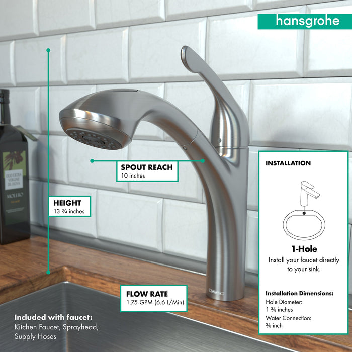 hansgrohe Allegro E Kitchen Faucet, 2-Spray Pull-Out, 1.75 GPM