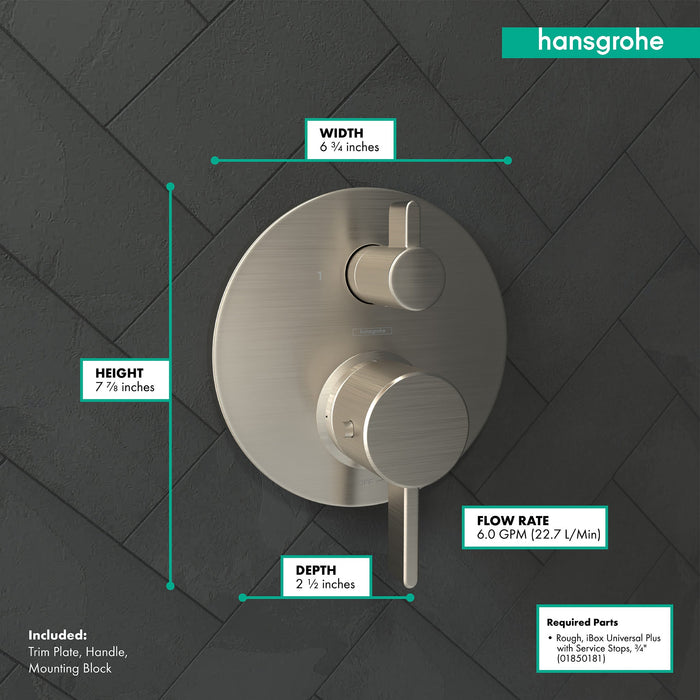 hansgrohe Ecostat Thermostatic Trim S with Volume Control