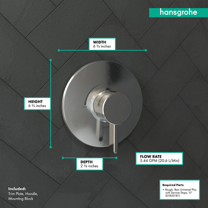 hansgrohe Ecostat Pressure Balance Trim S, chrome - view 4