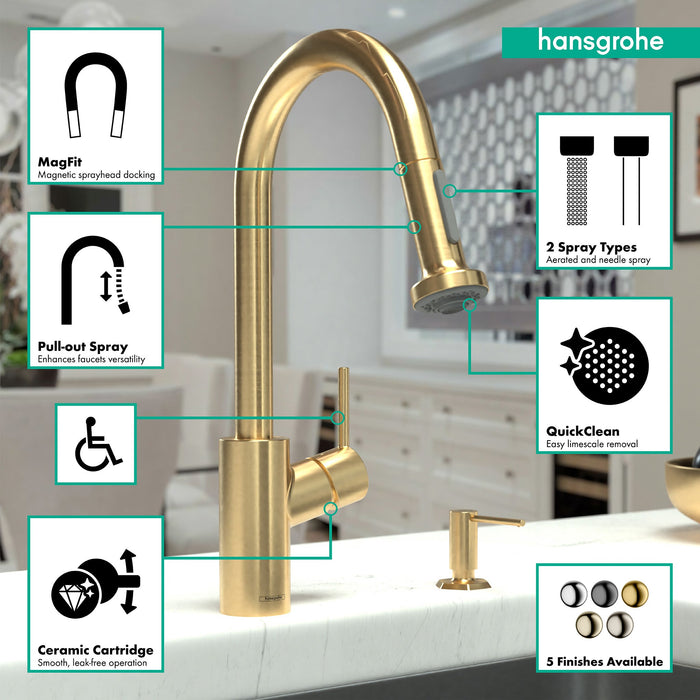 hansgrohe Talis S?? HighArc Kitchen Faucet, 2-Spray Pull-Down, 1.5 GPM, brushed gold optic - view 3