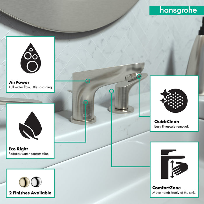 hansgrohe Focus Widespread Faucet 100 with Pop-Up Drain, 1.2 GPM, brushed nickel - view 3