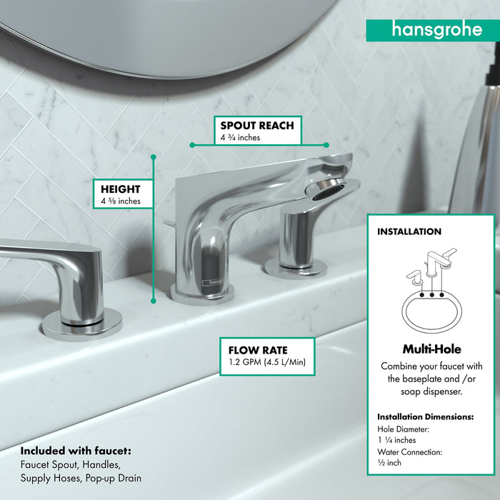 hansgrohe Focus Widespread Faucet 100 with Pop-Up Drain, 1.2 GPM, chrome - view 4