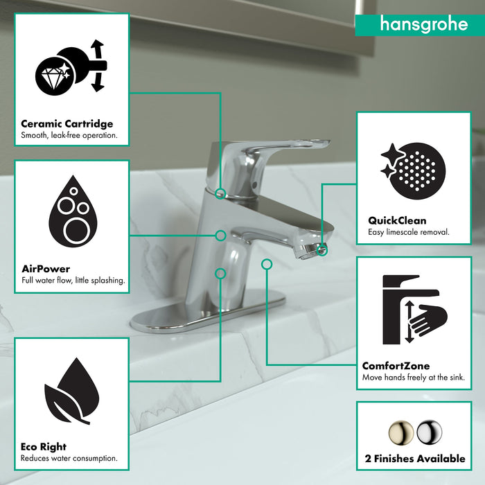 hansgrohe Focus Single-Hole Faucet 70 with Pop-Up Drain, 1.2 GPM, chrome - view 3