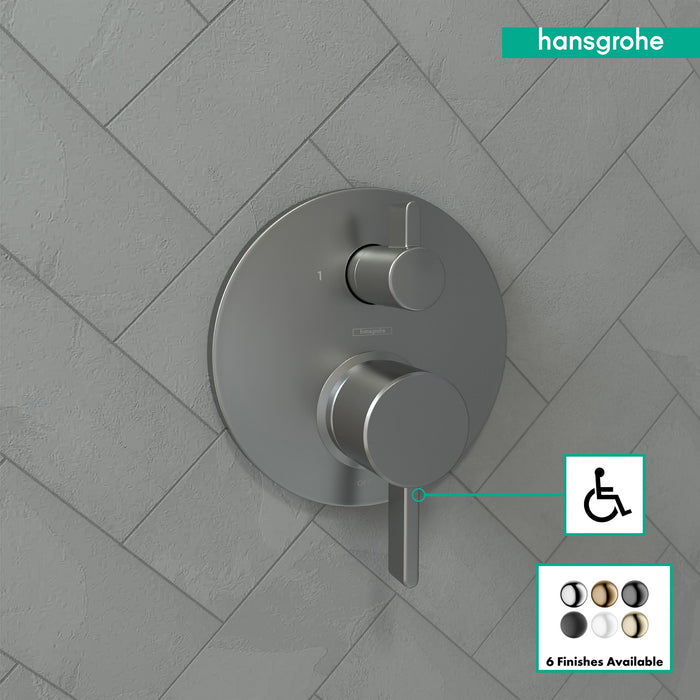 hansgrohe Ecostat Pressure Balance Trim S with Diverter, brushed black chrome - view 3