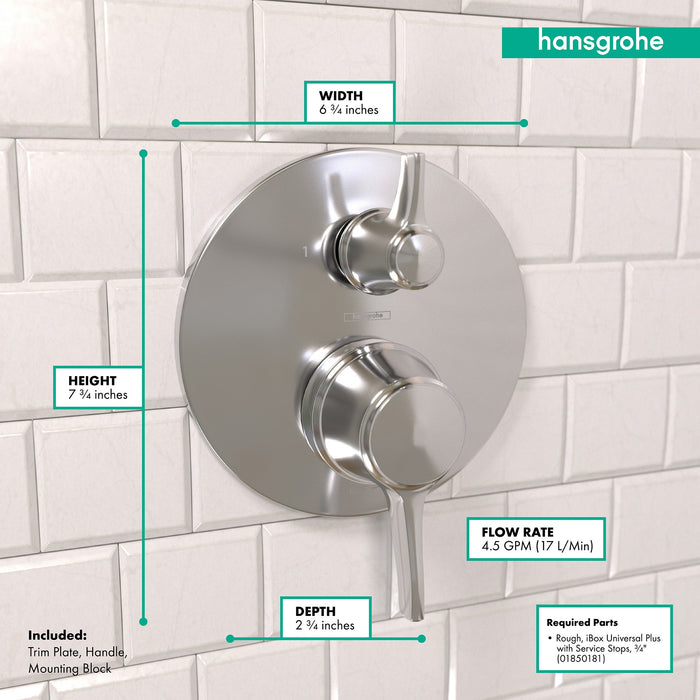hansgrohe Ecostat Classic Pressure Balance Trim with Diverter, Round