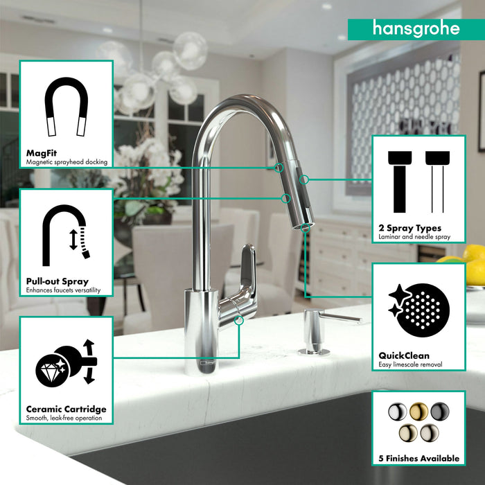 hansgrohe Focus HighArc Kitchen Faucet, 2-Spray Pull-Down, 1.75 GPM, chrome - view 3