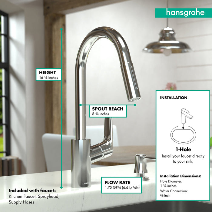 hansgrohe Focus HighArc Kitchen Faucet, 2-Spray Pull-Down, 1.75 GPM, matte black - view 4