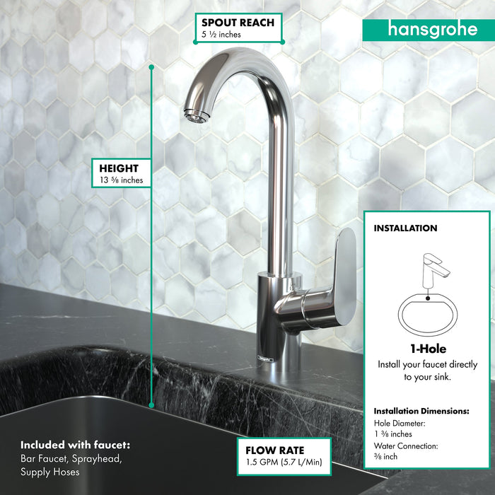 hansgrohe Focus Bar Faucet, 1.5 GPM, chrome - view 4