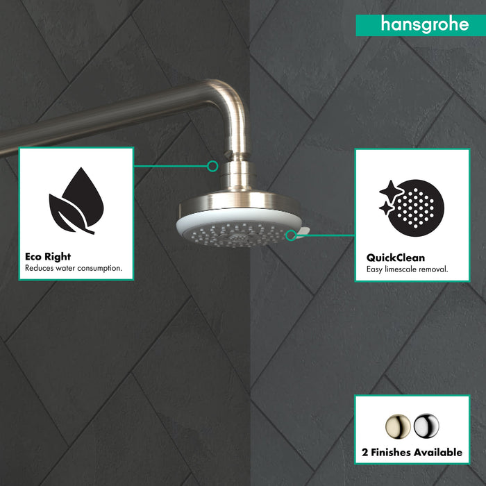 hansgrohe Croma 100 Showerhead E 3-Jet, 1.8 GPM, brushed nickel - view 3