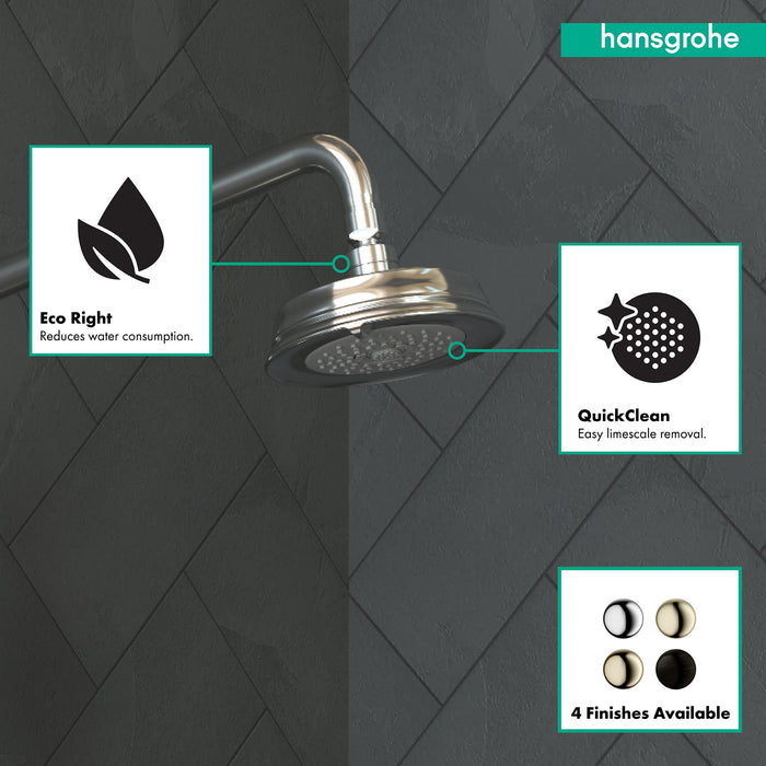 hansgrohe Croma 100 Classic Showerhead 3-Jet, 1.8 GPM, chrome - view 3
