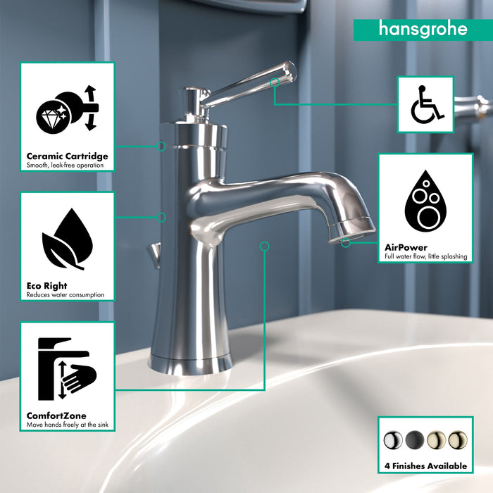 hansgrohe Joleena Single-Hole Faucet 100 with Pop-Up Drain, 1.2 GPM, chrome - view 3
