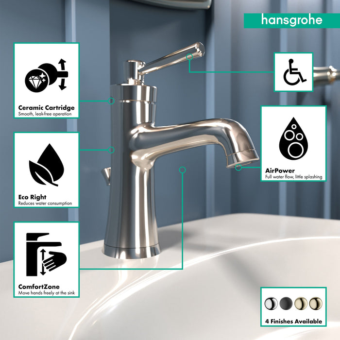 hansgrohe Joleena Single-Hole Faucet 100 with Pop-Up Drain, 1.2 GPM