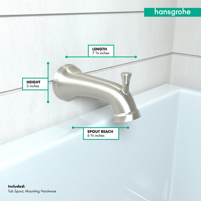 hansgrohe Joleena Tub Spout with Diverter, brushed nickel - view 4