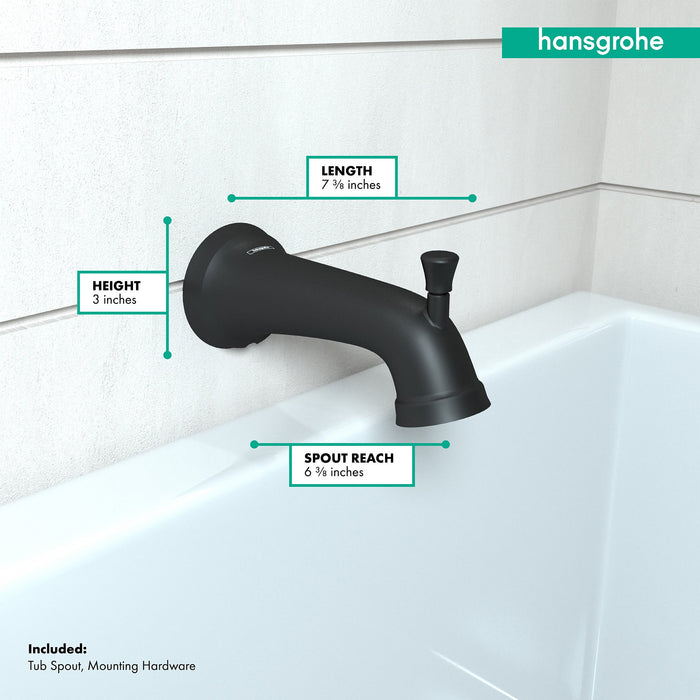 hansgrohe Joleena Tub Spout with Diverter, matte black - view 4