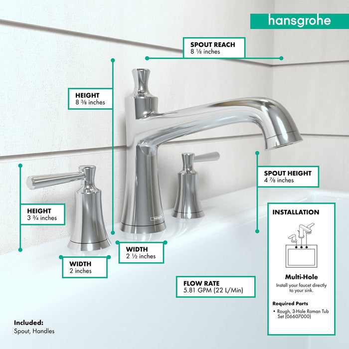 hansgrohe Joleena 3-Hole Roman Tub Set Trim, chrome - view 4