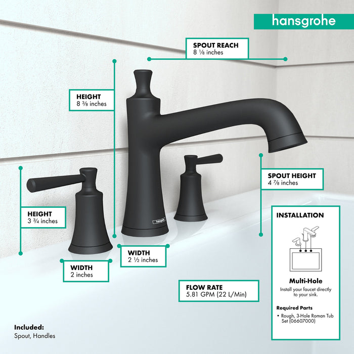 hansgrohe Joleena 3-Hole Roman Tub Set Trim, matte black - view 4