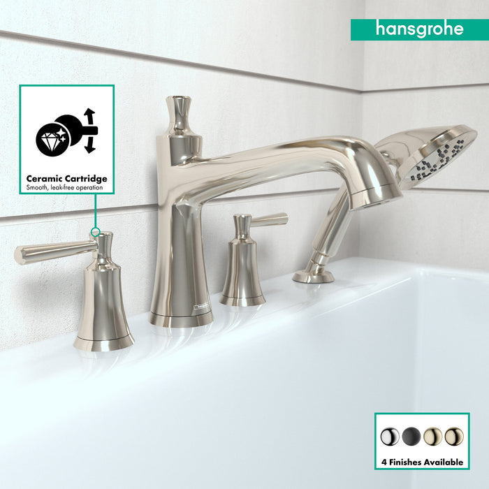 hansgrohe Joleena 4-Hole Roman Tub Set Trim with 1.75 GPM Handshower, polished nickel - view 3