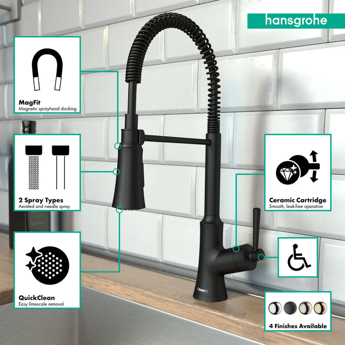 hansgrohe Joleena Semi-Pro Kitchen Faucet, 2-Spray, 1.75 GPM, matte black - view 3
