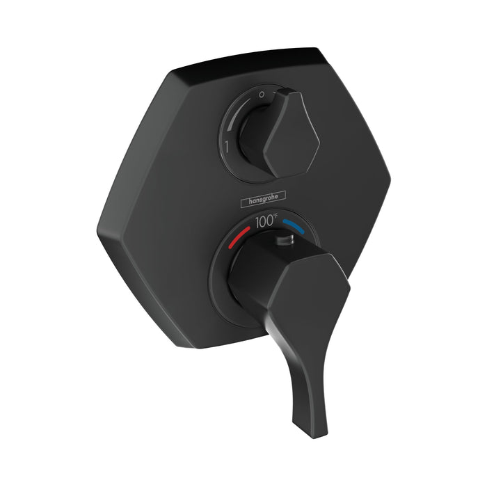hansgrohe Locarno Thermostatic Trim with Volume Control and Diverter, matte black