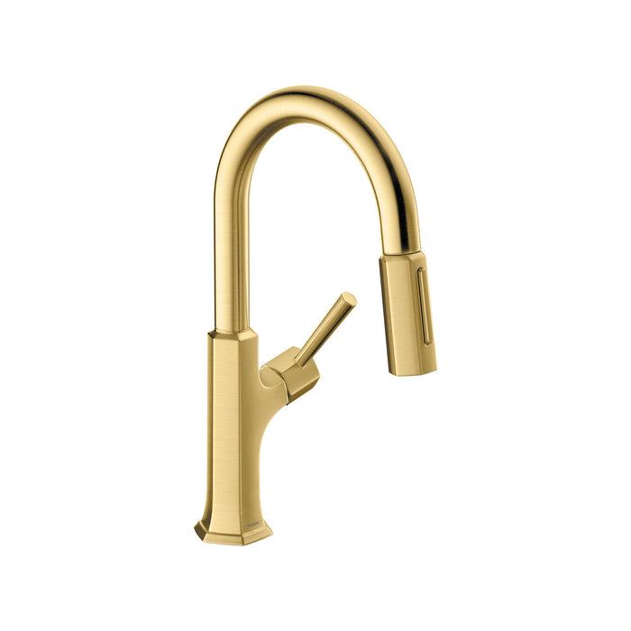 hansgrohe Locarno Prep Kitchen Faucet, 2-Spray Pull-Down, 1.75 GPM, brushed gold optic