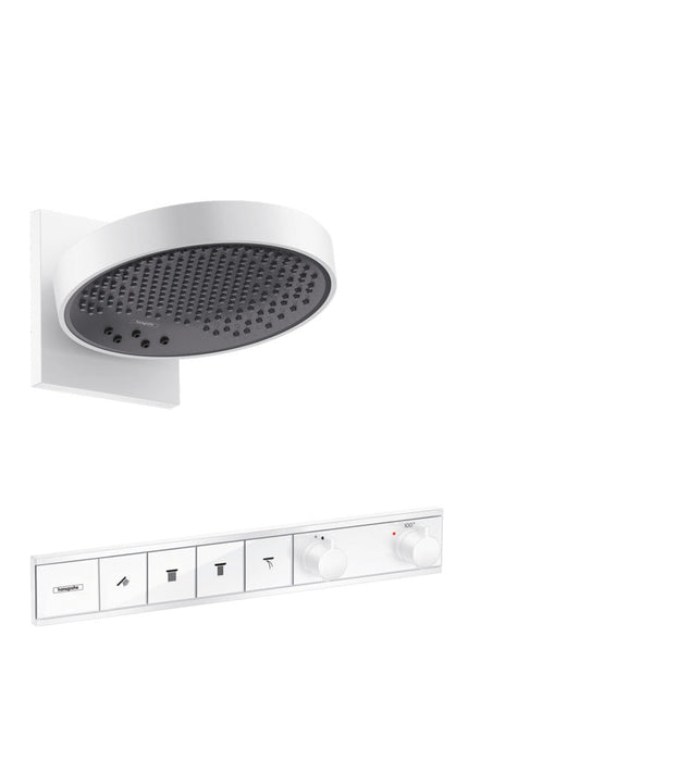 hansgrohe Rainfinity Showerhead 250 3-Jet, 1.75 GPM with RainSelect Thermostatic Trim for 4 Functions, matte white