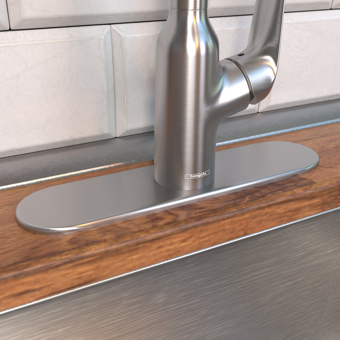 hansgrohe Base Plate for Single-Hole Kitchen Faucets, 10", stainless steel optic - view 2