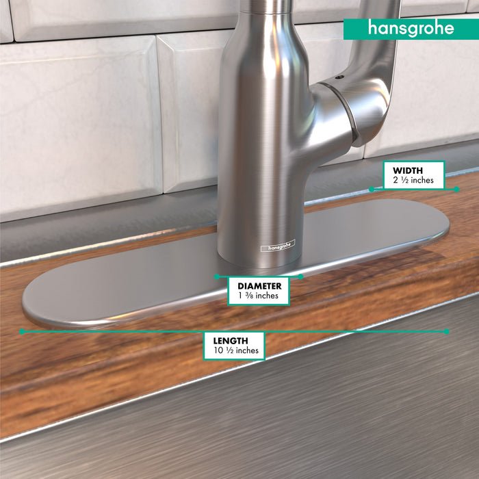 hansgrohe Base Plate for Single-Hole Kitchen Faucets, 10", stainless steel optic - view 4