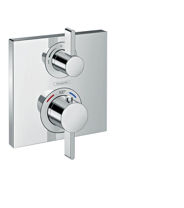 hansgrohe Ecostat Square Thermostatic Trim with Volume Control and Diverter, chrome