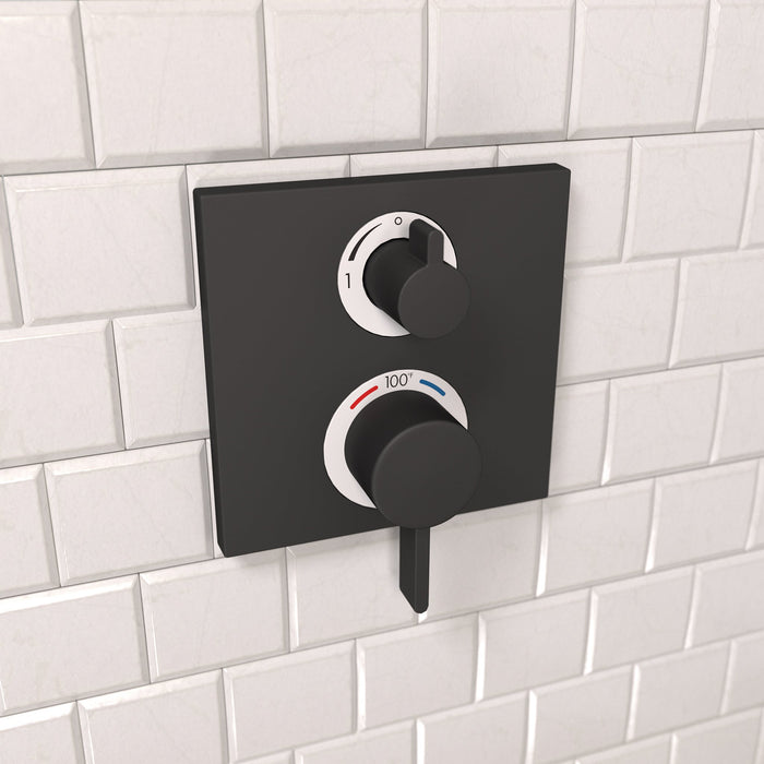 hansgrohe Ecostat Square Thermostatic Trim with Volume Control and Diverter, matte black - view 2