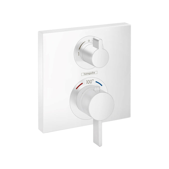 hansgrohe Ecostat Square Thermostatic Trim with Volume Control and Diverter, matte white