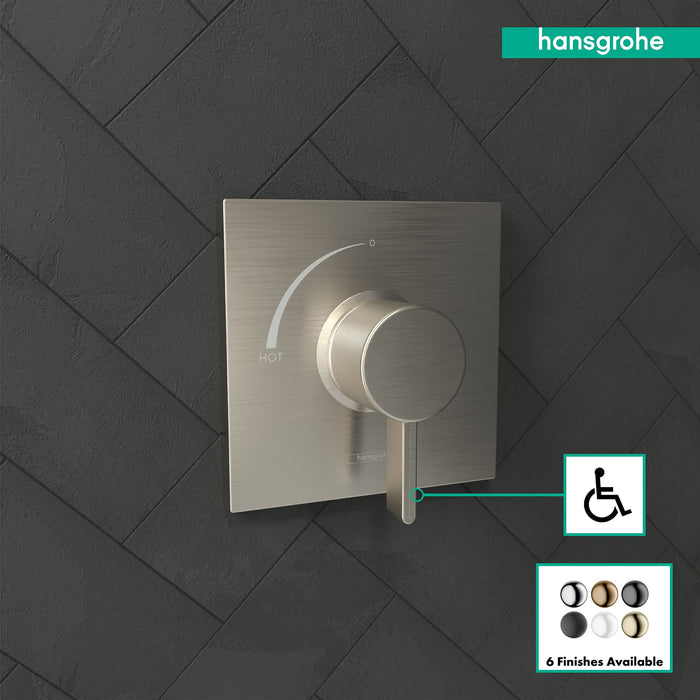 hansgrohe Ecostat Square Pressure Balance Trim, brushed nickel - view 3