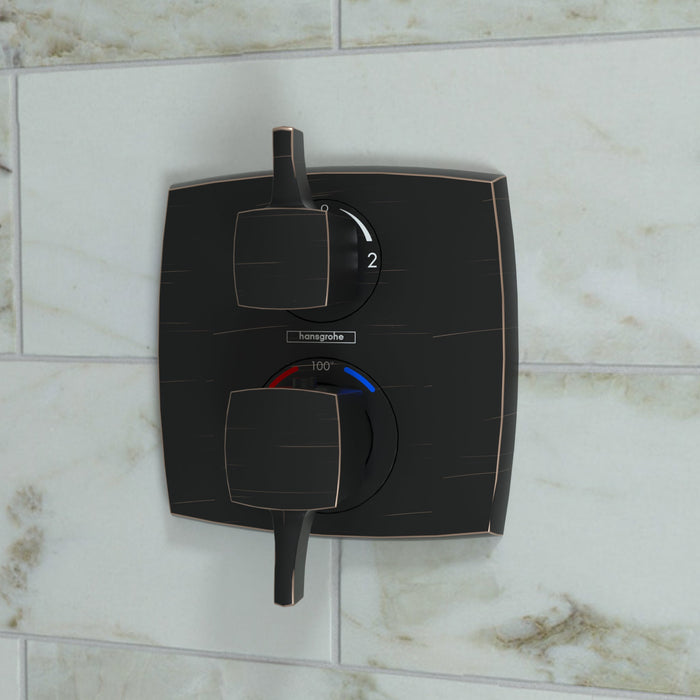 hansgrohe Ecostat Classic Thermostatic Trim with Volume Control and Diverter, Square