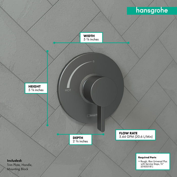 hansgrohe Ecostat S Pressure Balance Trim, brushed black chrome - view 4