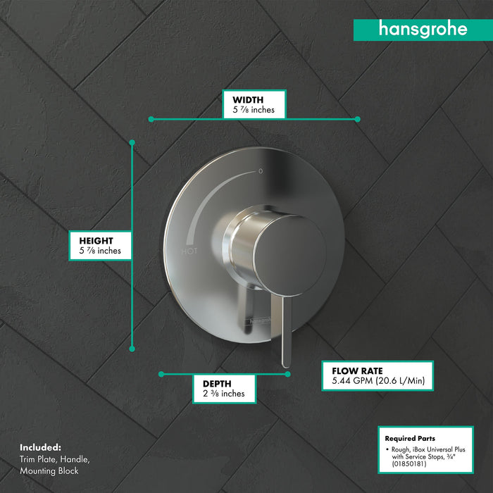 hansgrohe Ecostat S Pressure Balance Trim, chrome - view 4