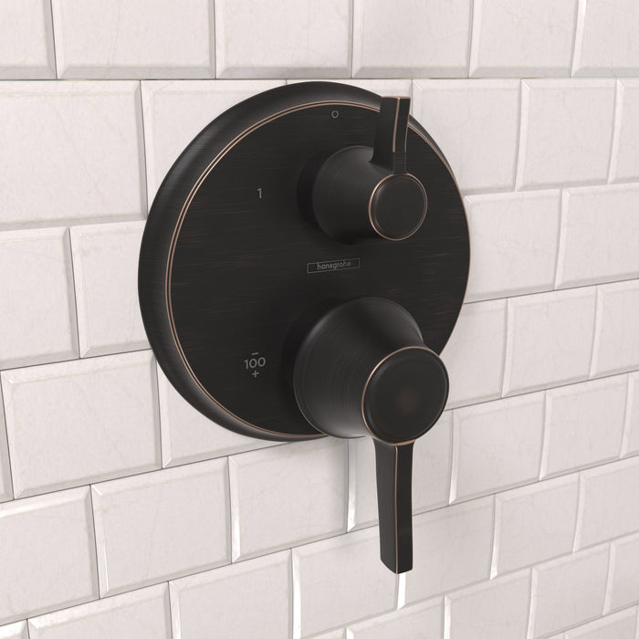 hansgrohe Ecostat Classic Thermostatic Trim with Volume Control, Round, rubbed bronze - view 2