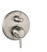 hansgrohe Ecostat Classic Thermostatic Trim with Volume Control and Diverter, Round, brushed nickel