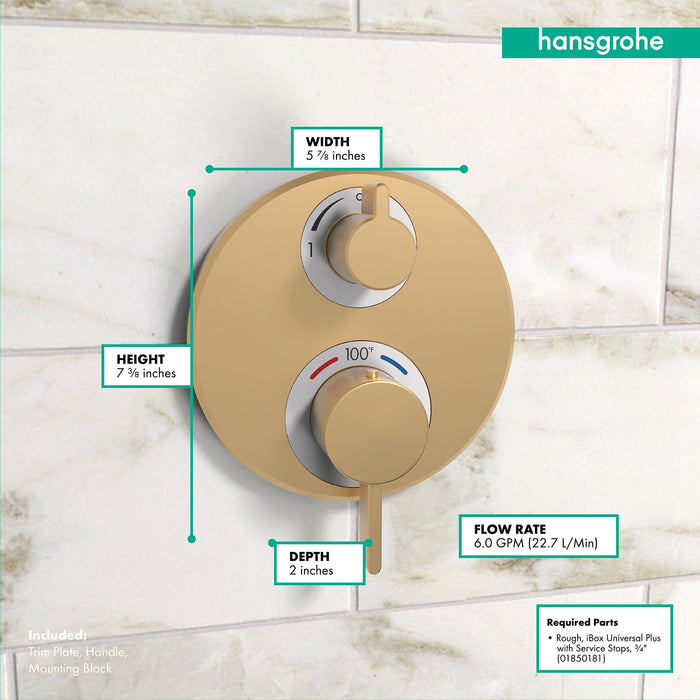 hansgrohe Ecostat S Thermostatic Trim with Volume Control