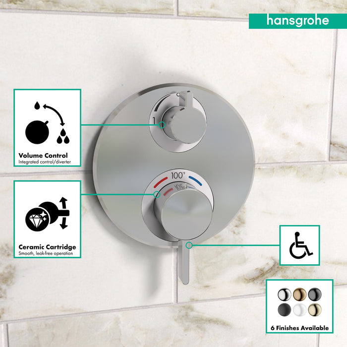hansgrohe Ecostat S Thermostatic Trim with Volume Control