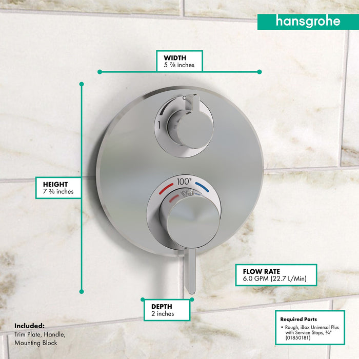 hansgrohe Ecostat S Thermostatic Trim with Volume Control