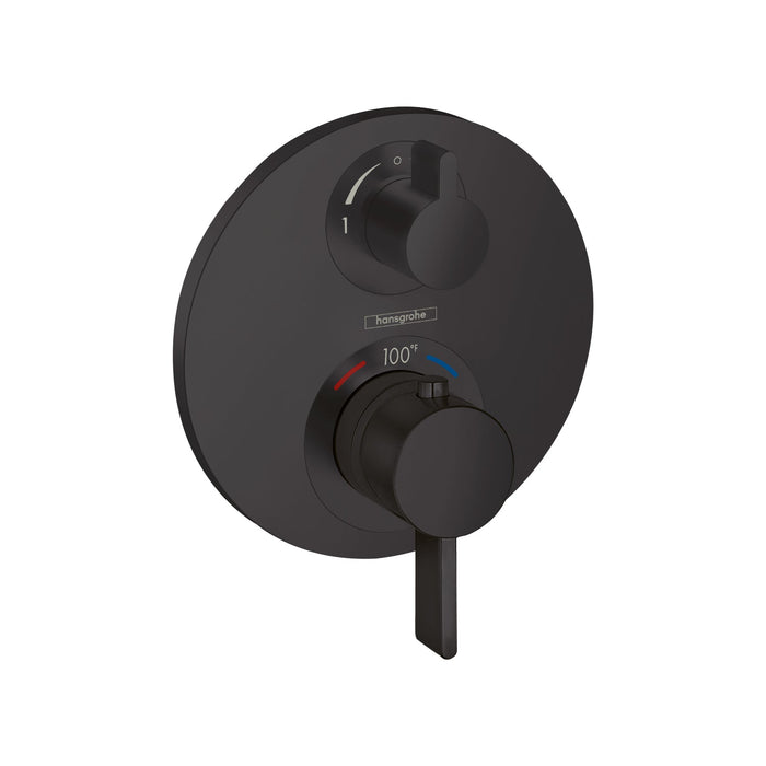 hansgrohe Ecostat S Thermostatic Trim with Volume Control and Diverter, matte black