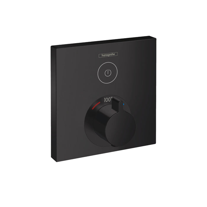 hansgrohe ShowerSelect Thermostatic Trim for 1 Function, Square, matte black